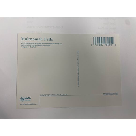 Vintage Multnomah Falls Oregon Postcard Benson Bridge Columbia River Gorge - Picture 2 of 2